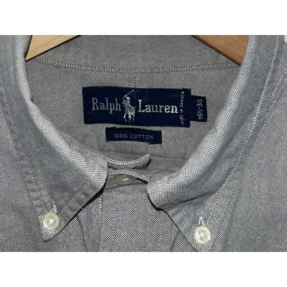 Polo Ralph Lauren Mens 16.5-33 L Gray Classic Fit 100% Cotton Button-Down Shirt‎